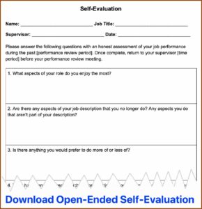 Annual Performance Review Employee Self Evaluation Forms