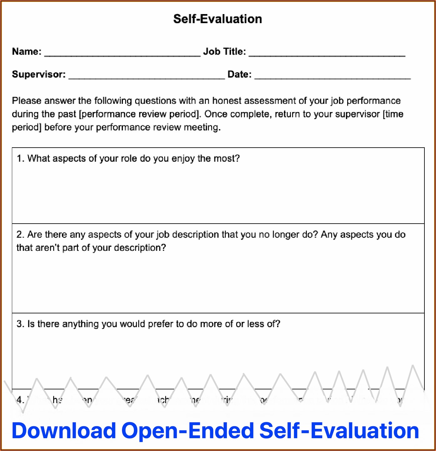 Annual Performance Review Employee Self Evaluation Forms