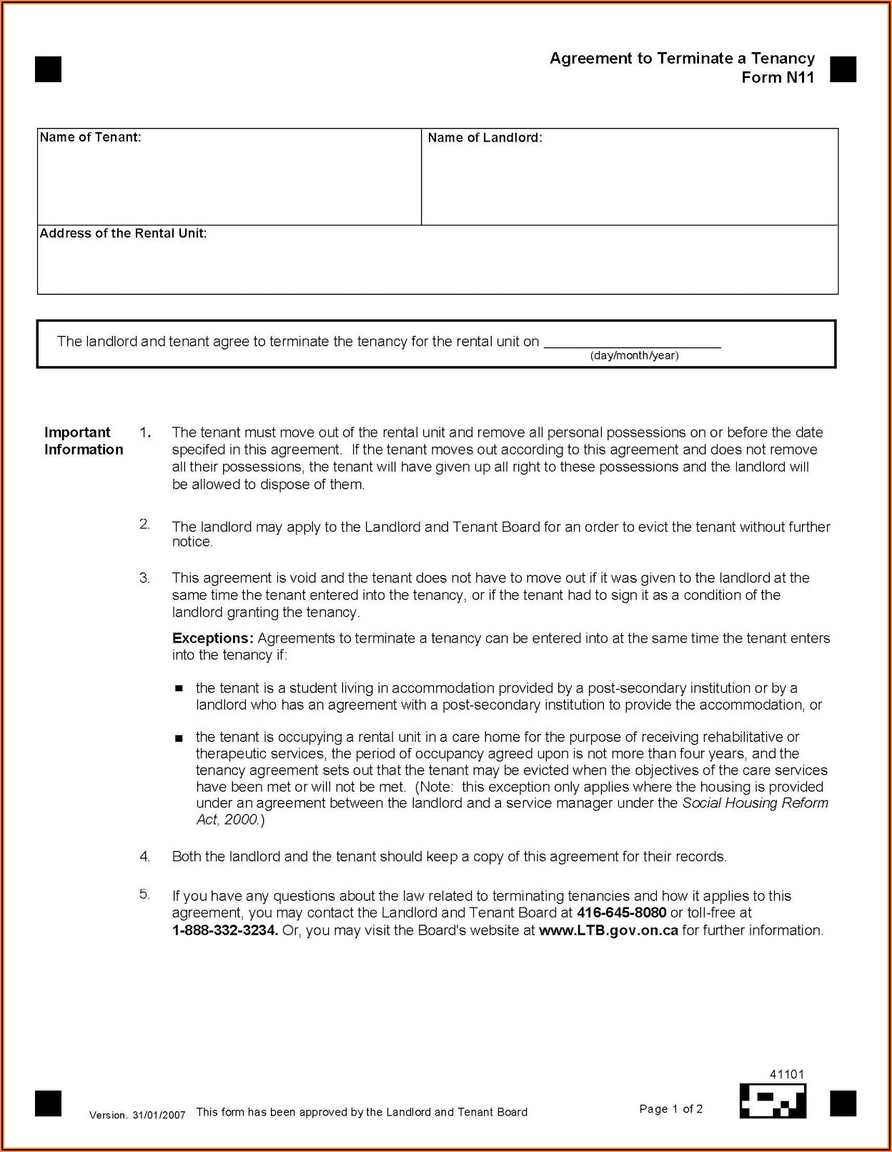 Apartment Rental Lease Agreement Form Ontario
