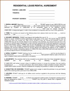 Apartment Rental Lease Agreement Template