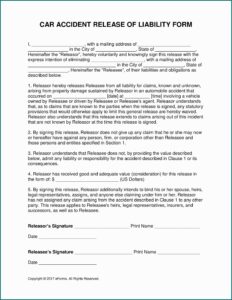 Auto Accident Release Form Pdf