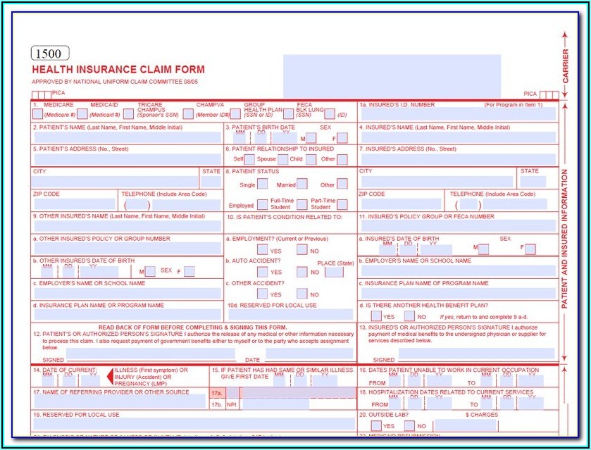 Blank Cms 1500 Claim Form Download