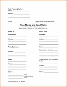 California Mechanics Lien Bond Form