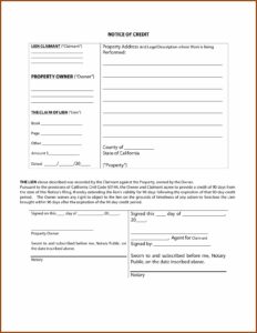California Mechanics Lien Form 2020