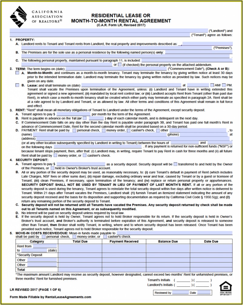 California Rental Lease Extension Form