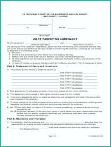 Child Custody Agreement Form Illinois
