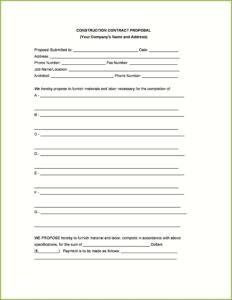 Contractor Bid Template Free