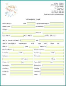 Daycare Enrollment Form Pdf