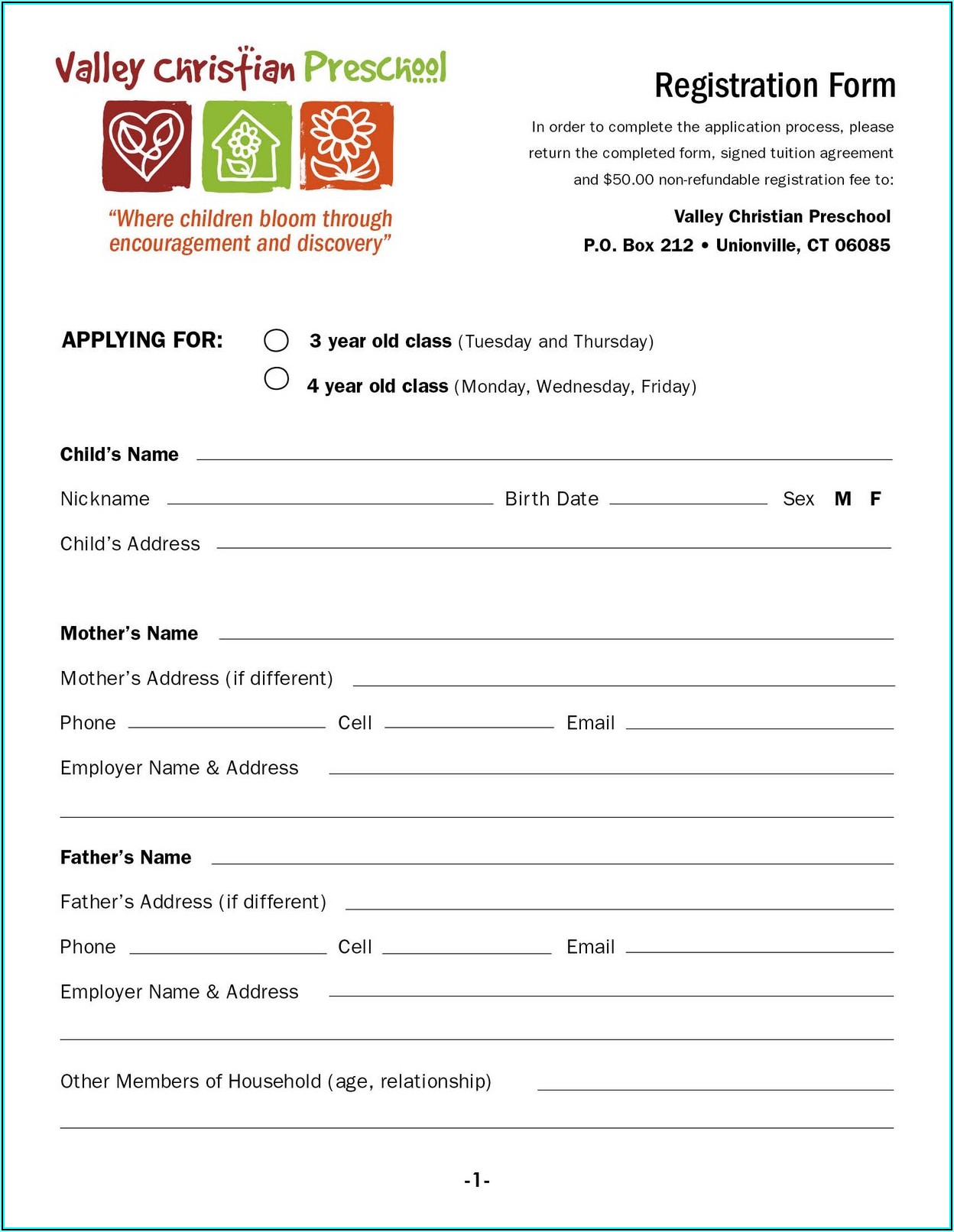Daycare Enrollment Forms Free