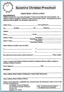 Daycare Enrollment Forms Templates