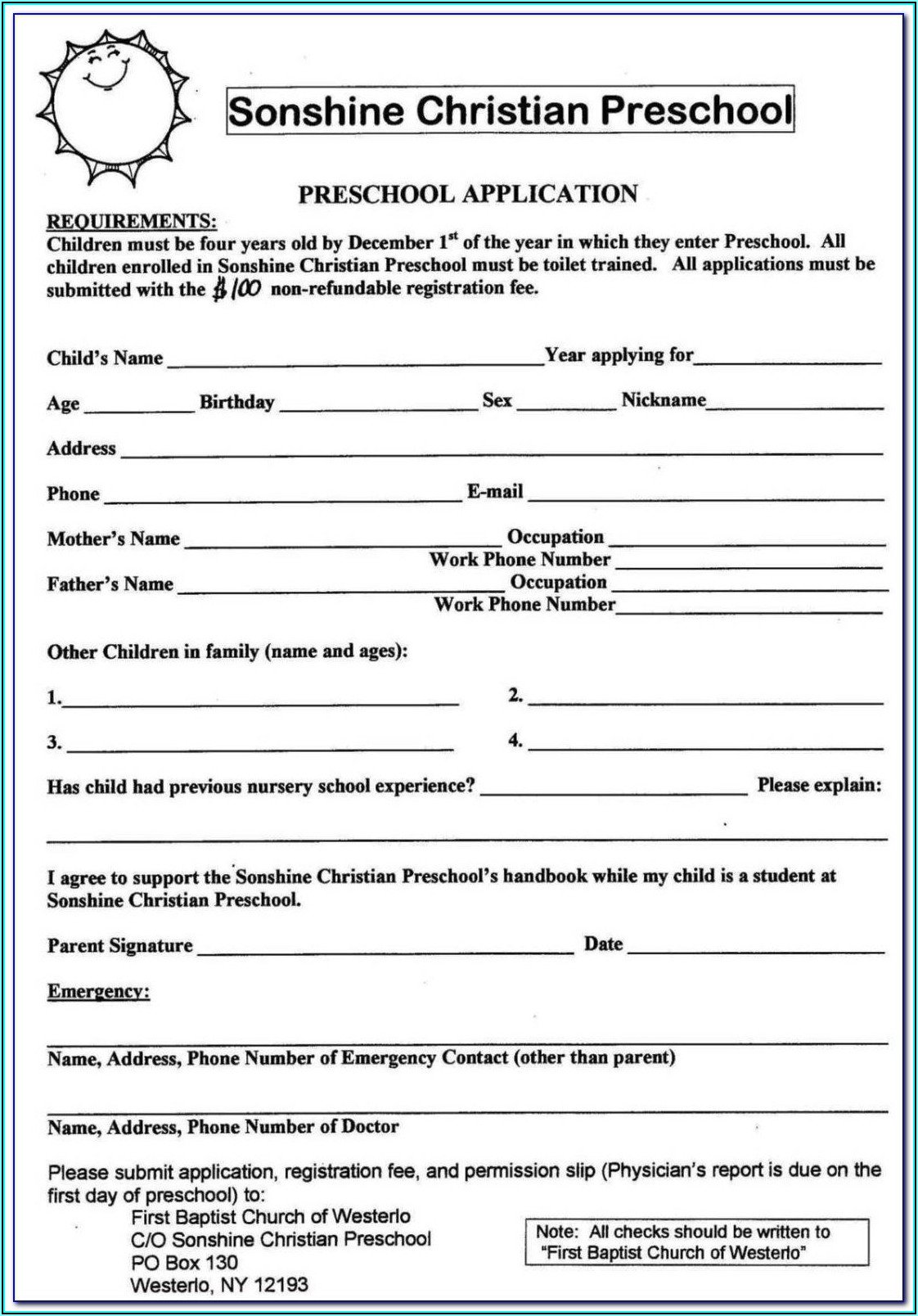 Daycare Enrollment Forms Templates