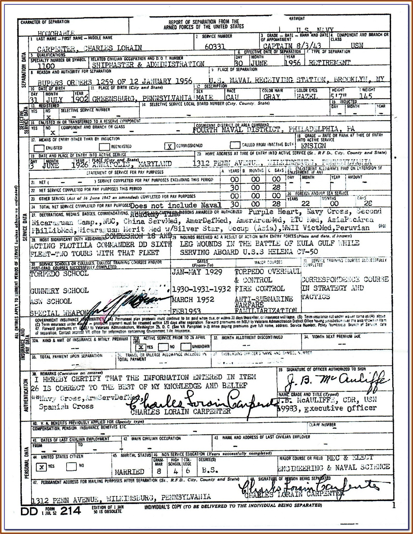 Dd214 Discharge Form