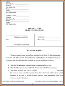 Divorce Forms Nevada Clark County
