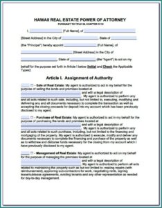 Dmv Power Of Attorney Form Hawaii