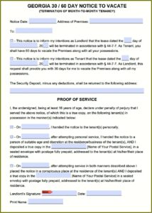 Eviction Notice Form Georgia Free
