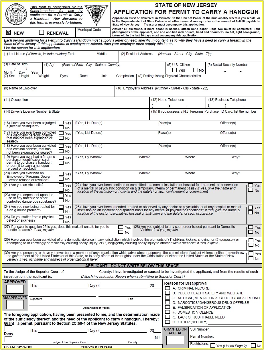 Florida Concealed Carry Permit Application Form