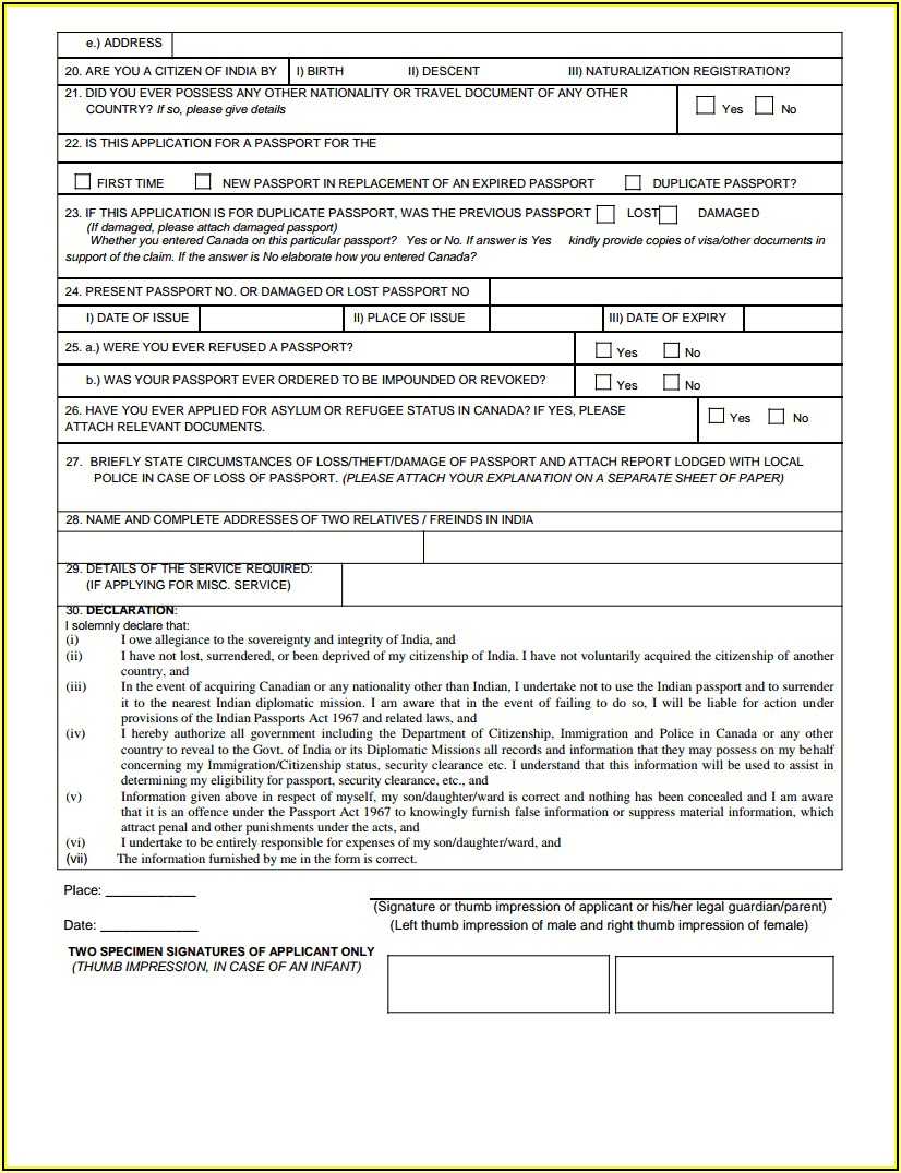 Form For Passport Renewal Indian
