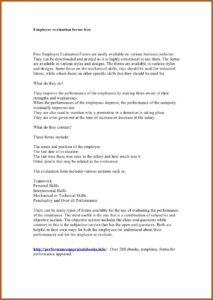 Free Employee Evaluation Forms