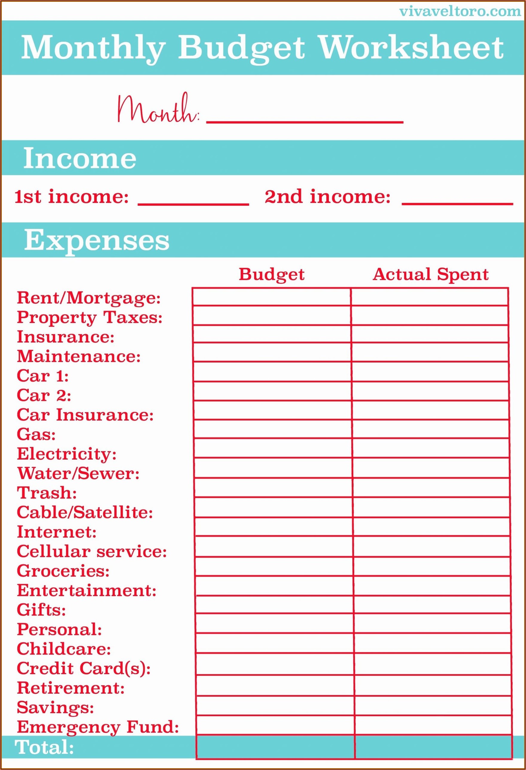 Free Excel Family Budget Template