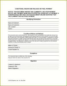 Free Final Waiver Of Lien Form Illinois