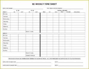 Free Printable Biweekly Time Sheets Forms