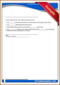 Free Printable Codicil Form