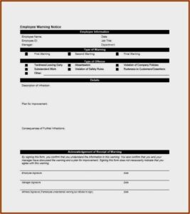 Free Printable Employee Warning Form