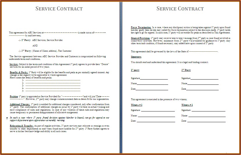 Free Printable Service Contract Forms