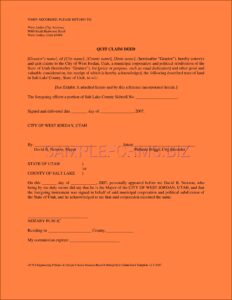 Free Quit Claim Deed Form Utah
