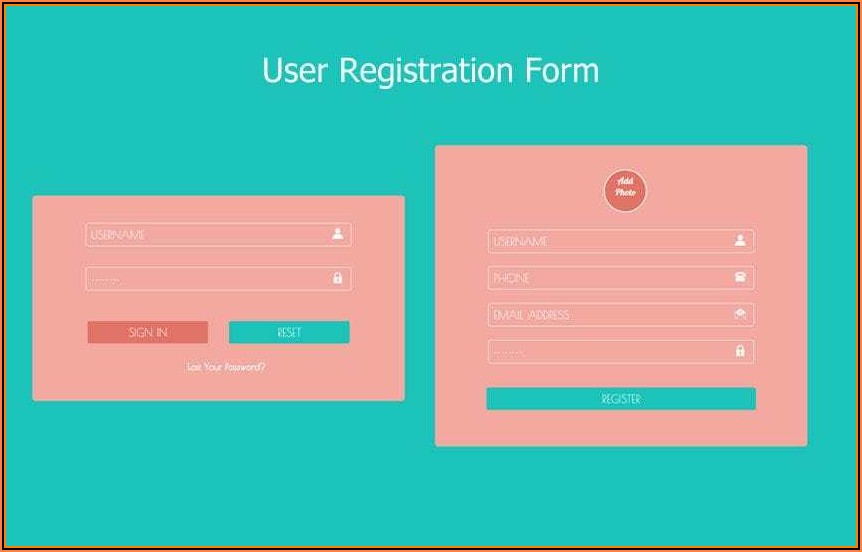 Free Registration Form Template Css