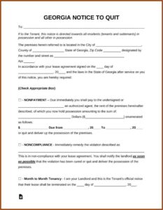 Ga Eviction Notice Form
