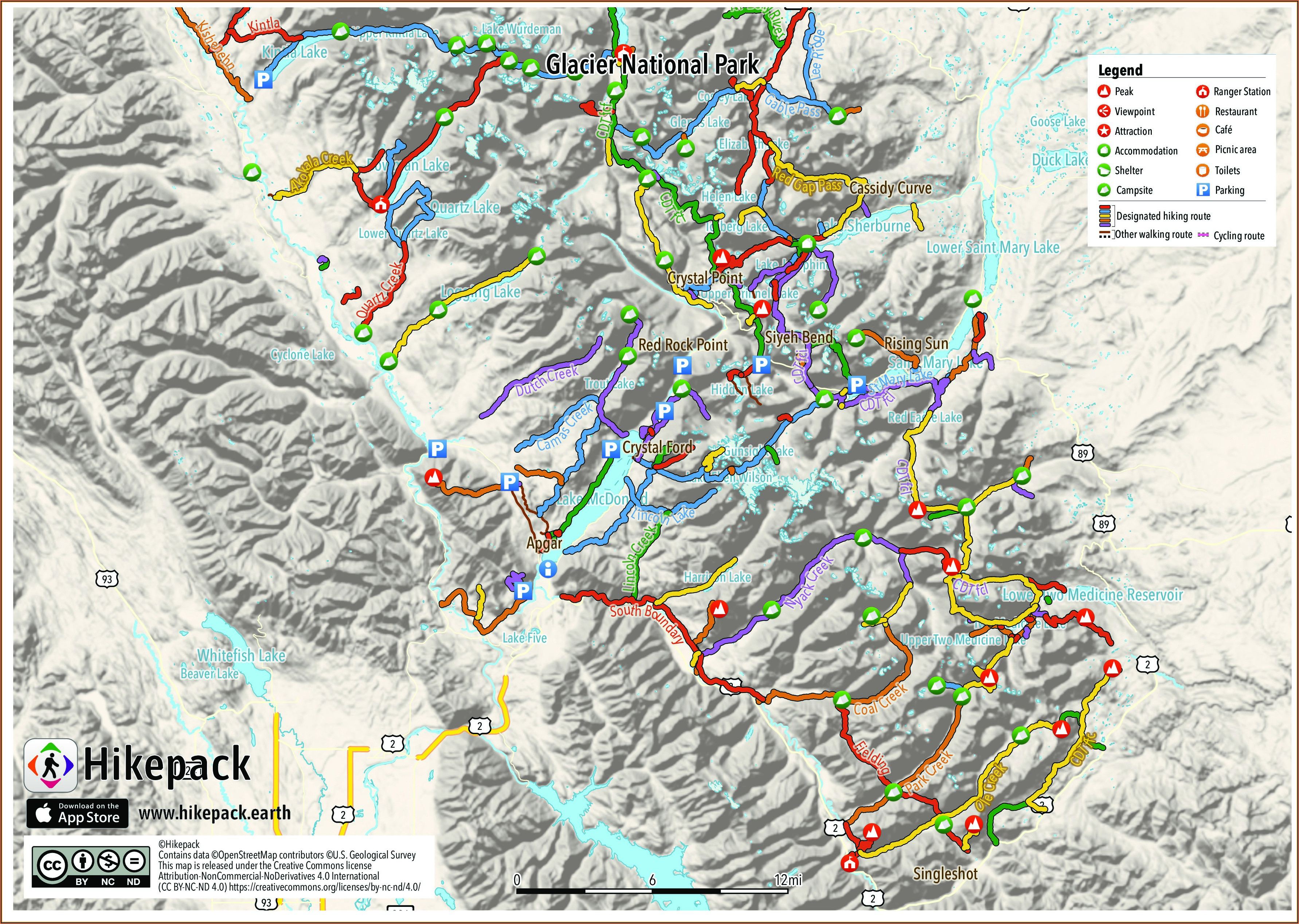 Glacier National Park Hiking Map Pdf