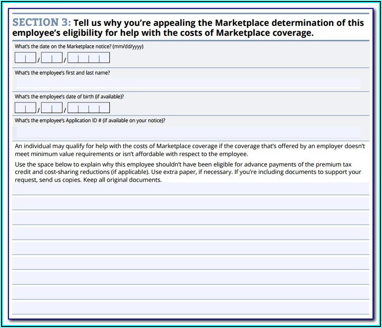 Health Insurance Marketplace Employer Appeal Request Form