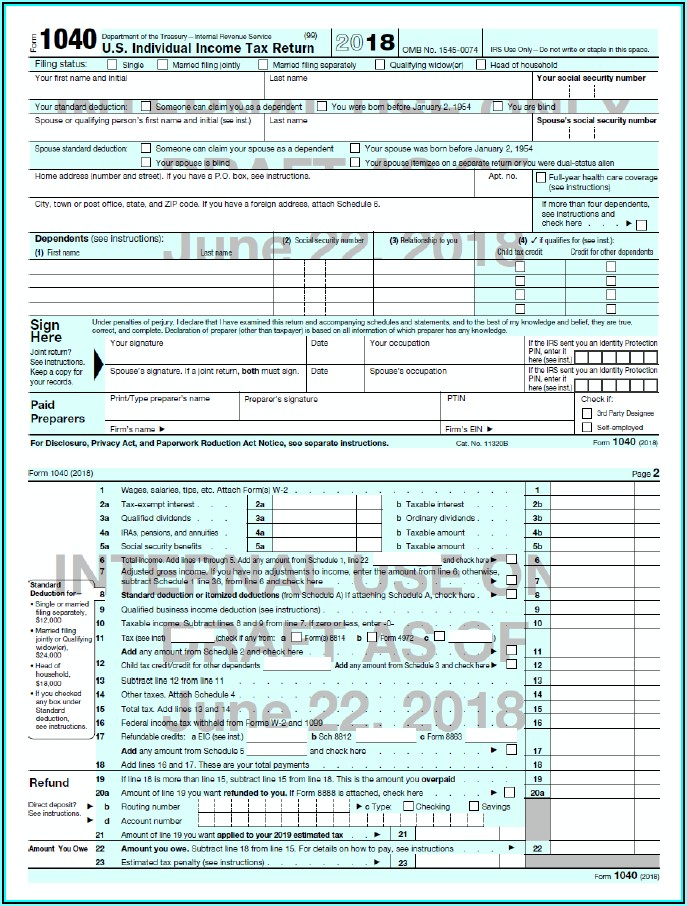 How To Fill Out 1040 Tax Form 2018