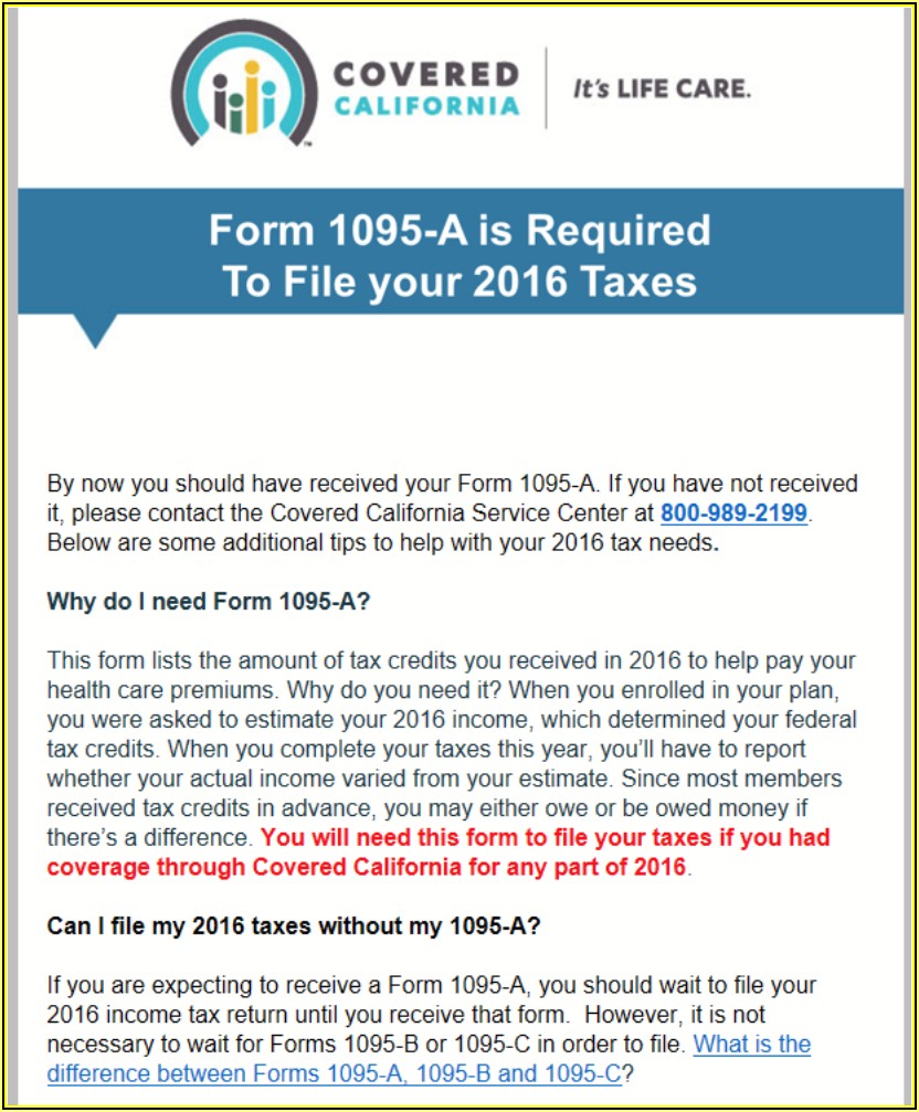 How To Print 1095 A Form From Covered California