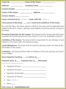 Hunting Lease Form