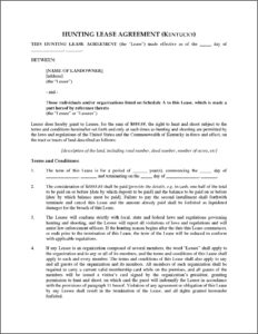 Hunting Lease Form Missouri