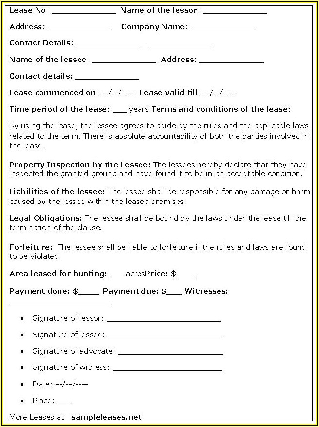 Hunting Lease Form