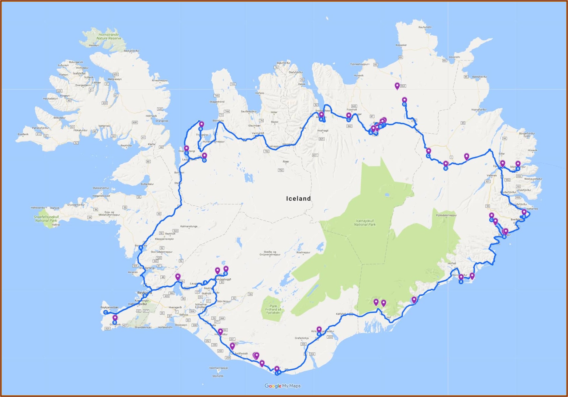 Iceland Ring Road Google Maps