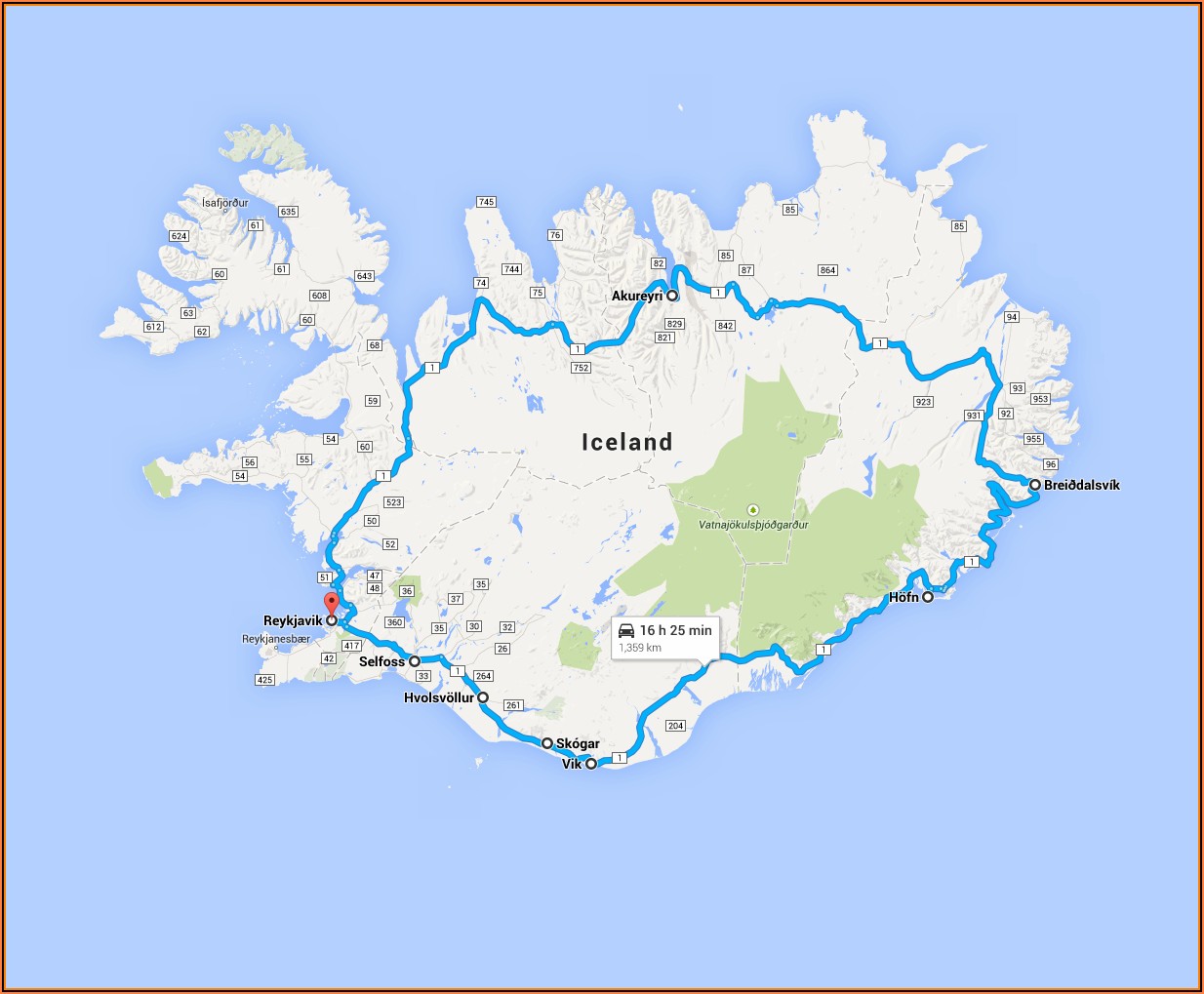 Iceland Road Trip Google Maps