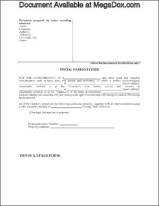 Illinois Special Warranty Deed Form