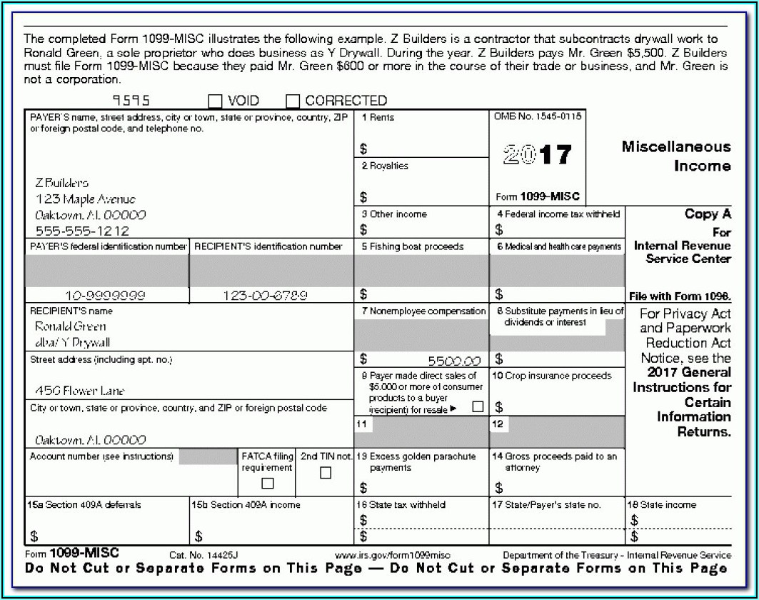 Internal Revenue Service Form 1099 Misc Instructions