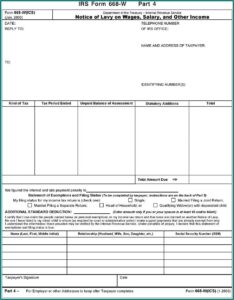 Irs Tax Levy Form 668 W
