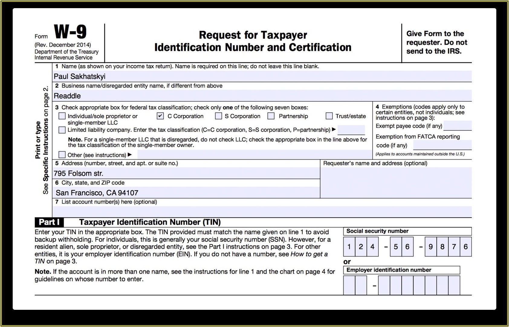 Irs W 9 Form Fillable