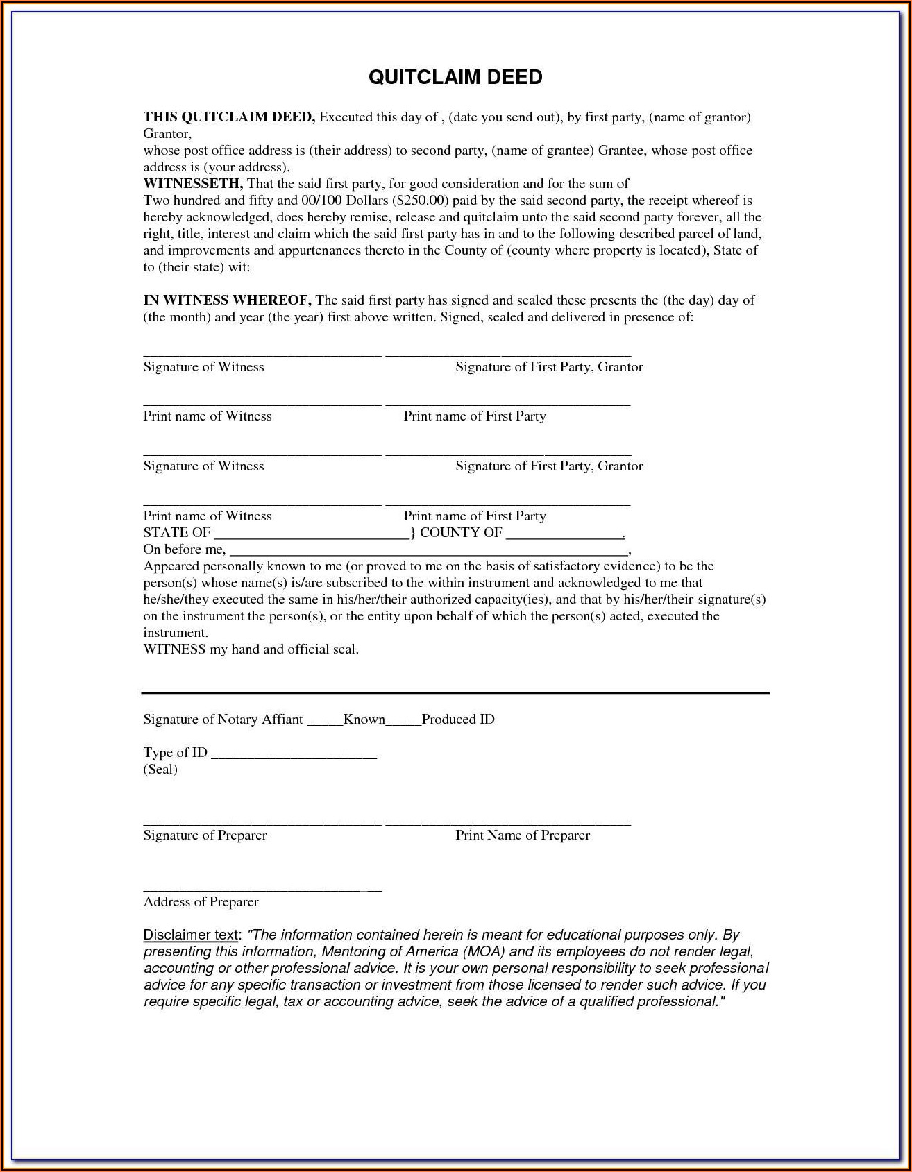 Jackson County Missouri Quit Claim Deed Form