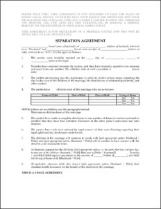 Legal Separation Agreement Form Alberta