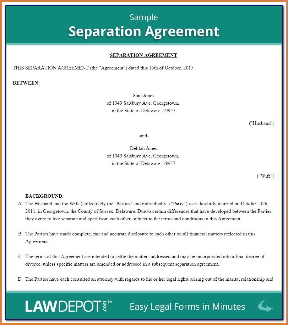 Legal Separation Agreement Form Alberta Form Resume Examples 