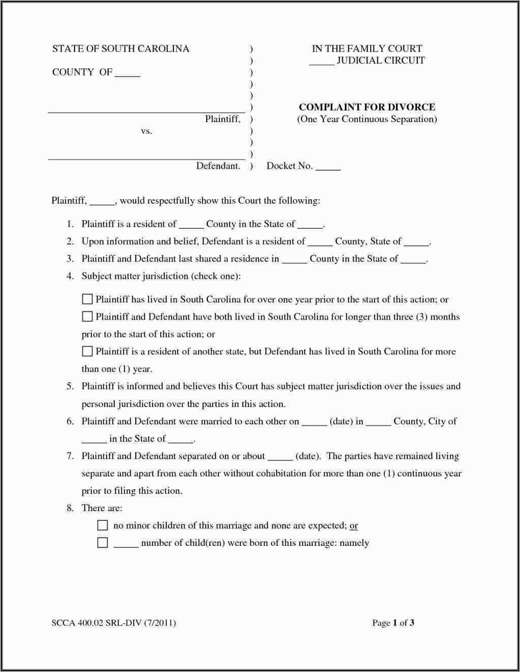Legal Separation Agreement Form Ontario