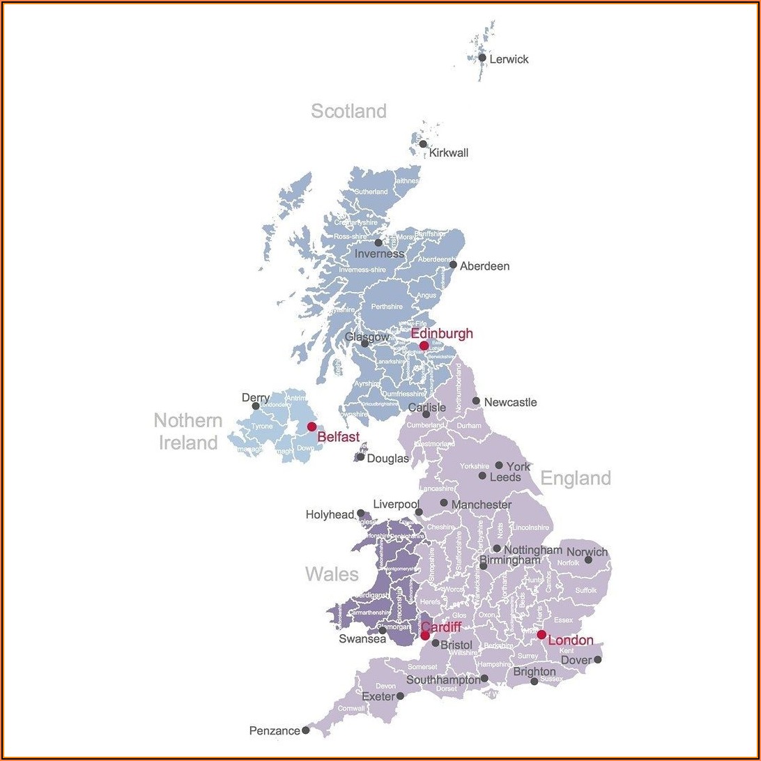 Map Of British Isles Counties