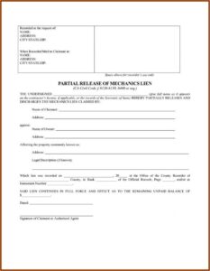 Mechanics Lien Form California